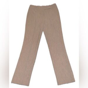 Oatmeal Stretch Twill Bootcut Dress Pants Size 6, Minimalist Tailored Trousers